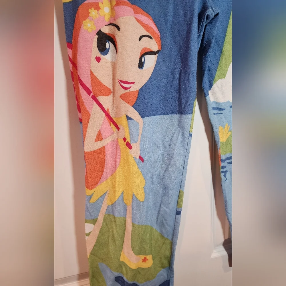Vintage Kids Pajamas with Cartoon Print - Blue and Yellow